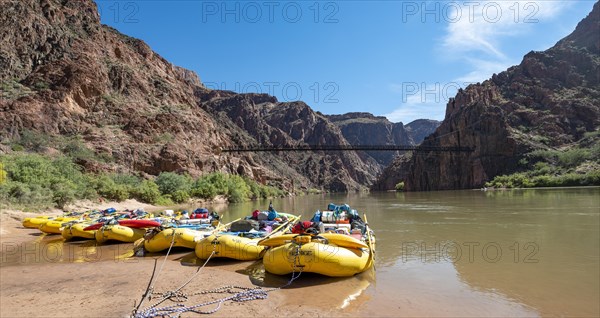 Rafting boats on the banks of the Colorado River