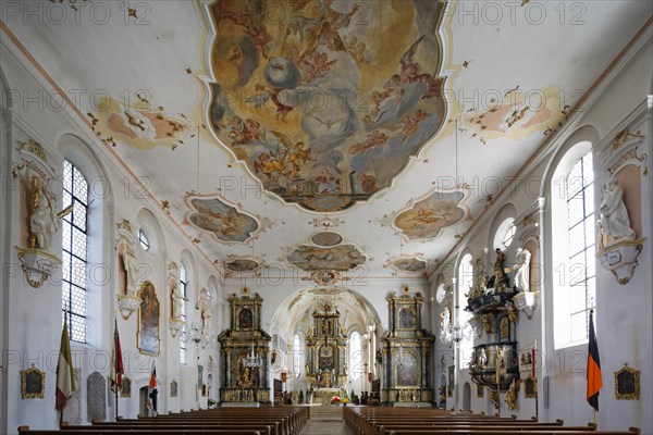 Interior with ceiling frescoes