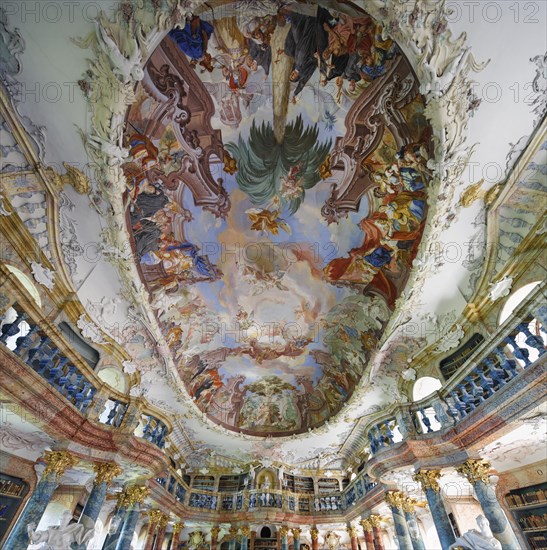 Library hall with ceiling fresco