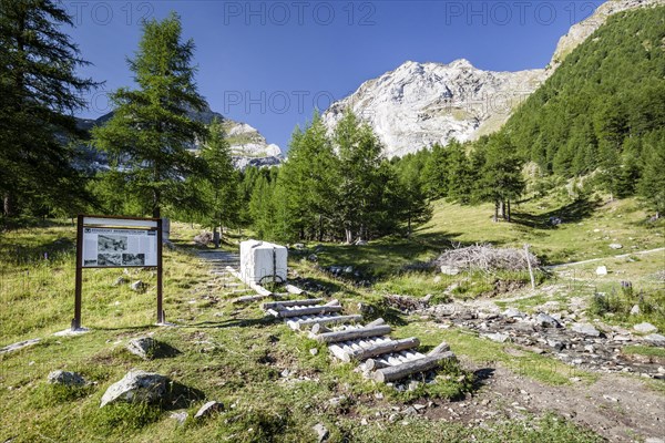 Outdoor museum of the ancient marble grinding path