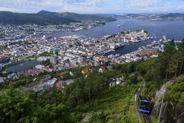 View from the local mountain Floifjellet on Bergen
