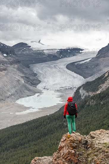 Hiker standing on a rock