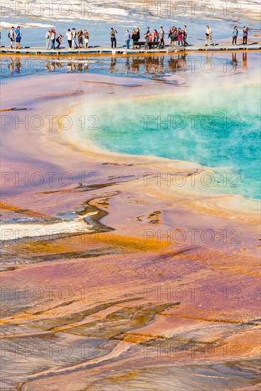 Tourists on a jetty in the thermal area