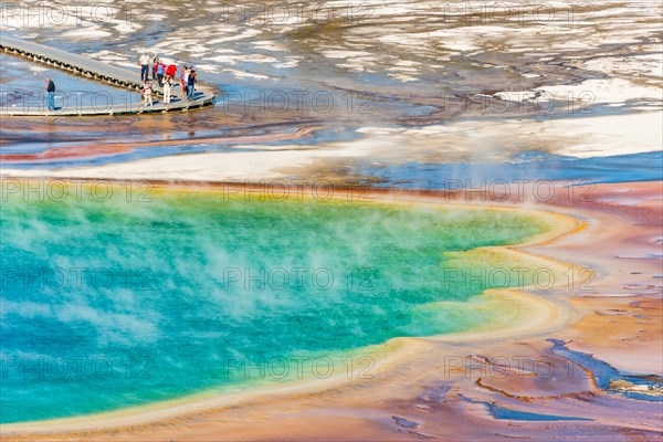 Tourists on a jetty in the thermal area