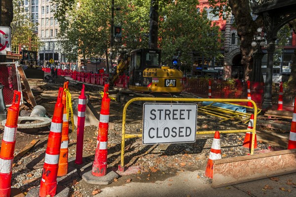 Construction site on a road