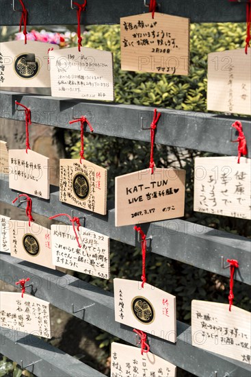 Wishes to deities on small wooden boards