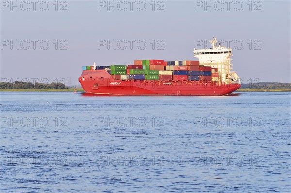 Container ship on the Lower Elbe