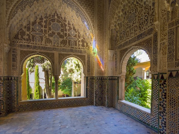 Arabesque Moorish stalactites or muqarnas in the hall Sala de los Abencerrajes