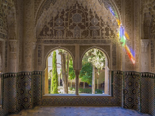 Arabesque Moorish stalactites or muqarnas in the hall Sala de los Abencerrajes