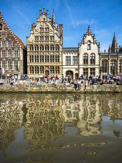 Leie River and promenade on the Graslei