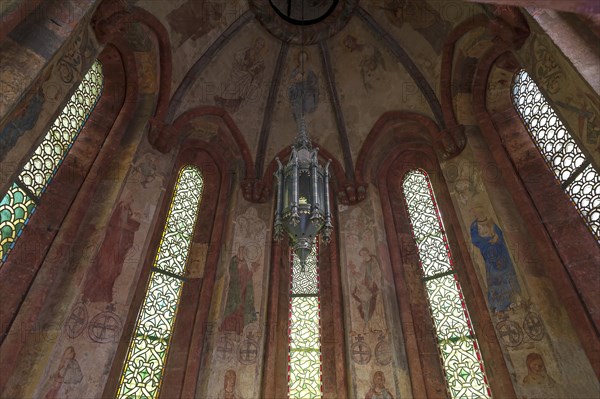 Interior with wall painting in octagonal ossuary