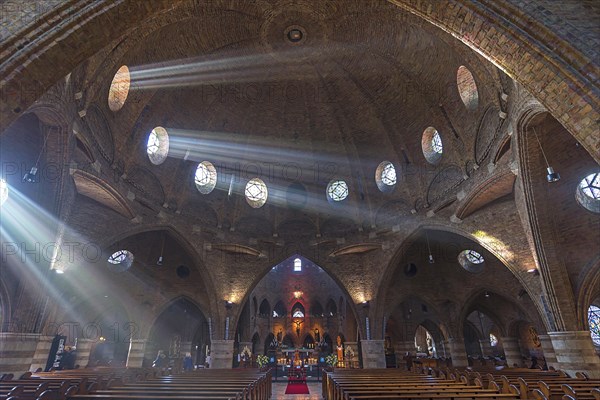 Light rays illuminate the interior