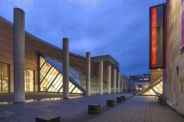 Germanic National Museum and Human Rights Road at dusk