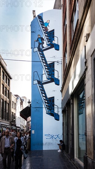 Tim and Struppi Graffiti on house facade