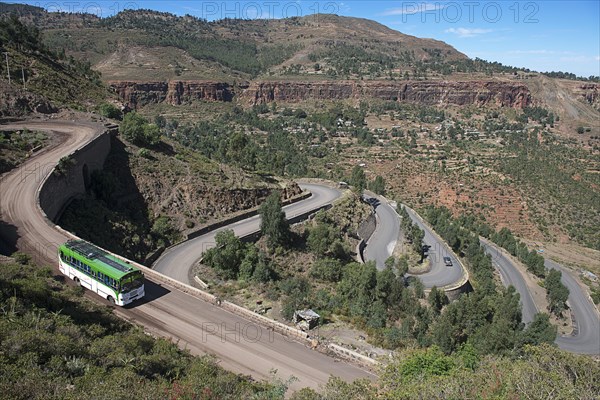 Bus runs on pass road near Wukro