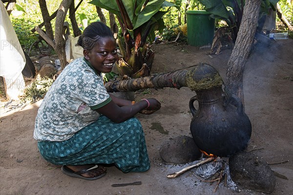 Woman working in a distillery