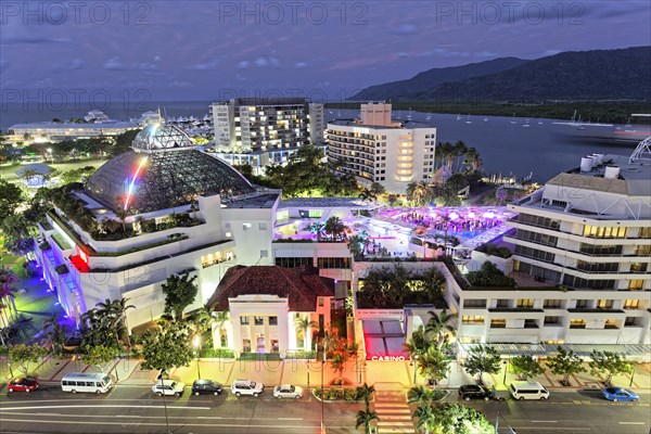 The Reef Hotel Casino at dusk