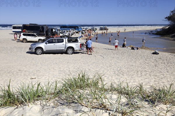 Cars and people on excursion destination Eli Creek