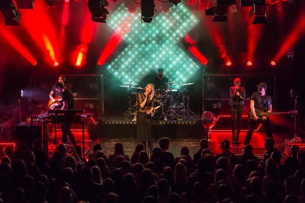 The German electro-pop and singer-songwriter band Glasperlenspiel with singer Carolin Niemczyk and keyboarder Daniel Grunenberg live at a single Swiss concert in the sold out Kofmehl in Solothurn