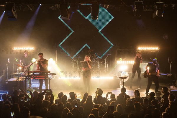 The German electro-pop and singer-songwriter band Glasperlenspiel with singer Carolin Niemczyk and keyboarder Daniel Grunenberg live at a single Swiss concert in the sold out Kofmehl in Solothurn