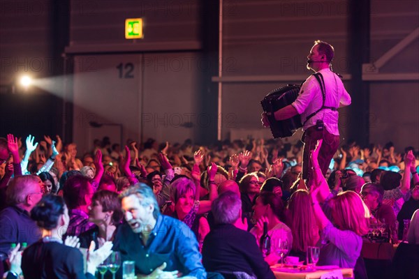 The Duo Alpenwind with Gerd Winkler on accordion in the midst of fans live at the 16th Schlager Nacht in Luzern