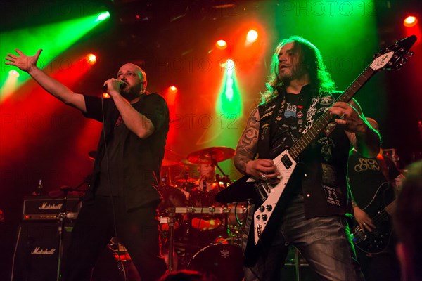 Andre Ellenberger singer and guitarist from the Swiss metal band Piranha live in the Schuur Lucerne