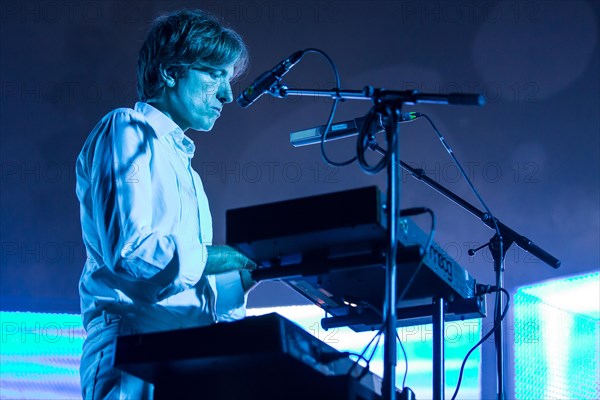 The French synth-pop band Air with guitarist Nicolas Godin and keyboarder Jean-Benoit Dunckel live at the Blue Balls Festival in Lucerne