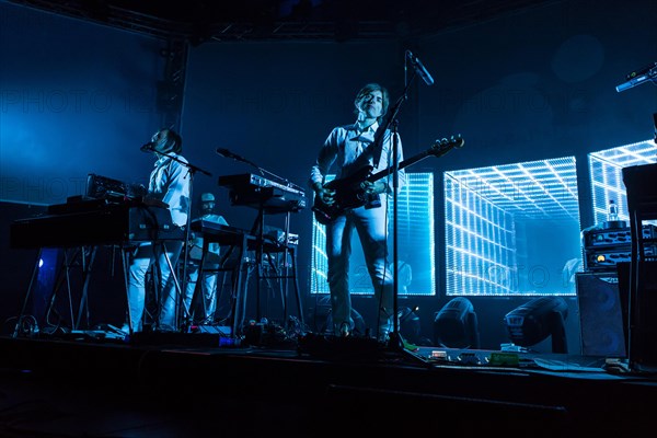 The French synth-pop band Air with guitarist Nicolas Godin and keyboarder Jean-Benoit Dunckel live at the Blue Balls Festival in Lucerne