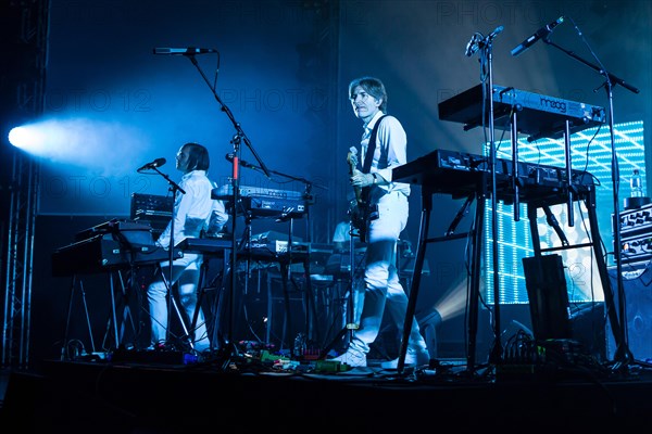 The French synth-pop band Air with guitarist Nicolas Godin and keyboarder Jean-Benoit Dunckel live at the Blue Balls Festival in Lucerne