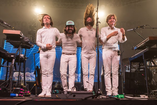 The French synth-pop band Air with guitarist Nicolas Godin and keyboarder Jean-Benoit Dunckel live at the Blue Balls Festival in Lucerne