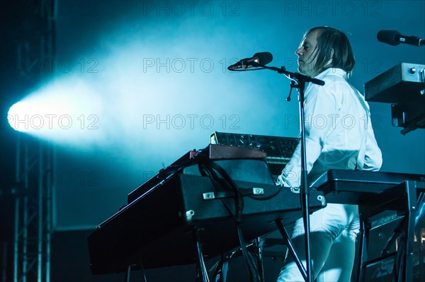 The French synth-pop band Air with guitarist Nicolas Godin and keyboarder Jean-Benoit Dunckel live at the Blue Balls Festival in Lucerne