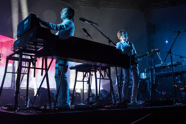 The French synth-pop band Air with guitarist Nicolas Godin and keyboarder Jean-Benoit Dunckel live at the Blue Balls Festival in Lucerne