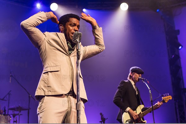 The US-American Rhythm and Blues Band Vintage Trouble live at the Blue Balls Festival Lucerne