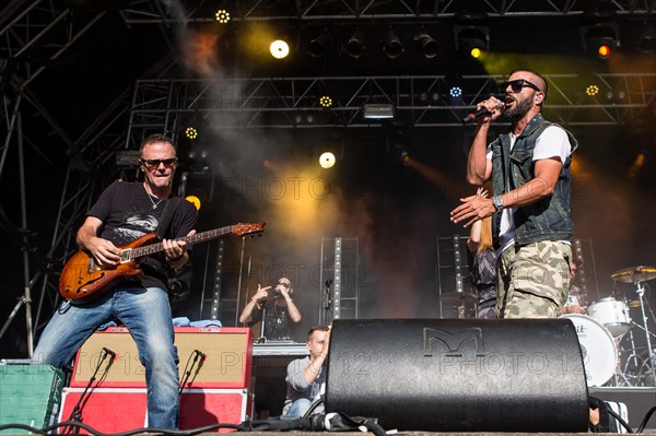 The swiss rapper and musician Marco Bliggensdorfer alias Bligg live at the 26th Heitere Open Air in Zofingen