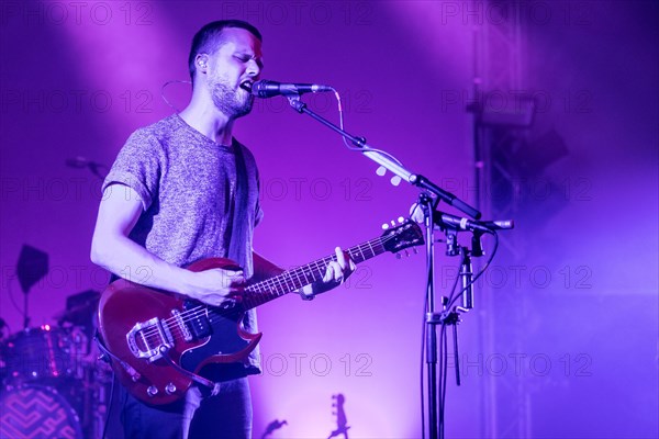 The English alternative rock band White Lies with frontman Harry McVeigh live at the 25th Blue Balls Festival in Lucerne