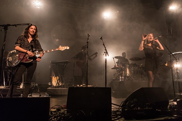 The music duo boy with Swiss singer Valeska Steinerund of the German musician Sonja Glass live at the 25th Blue Balls Festival in Lucerne