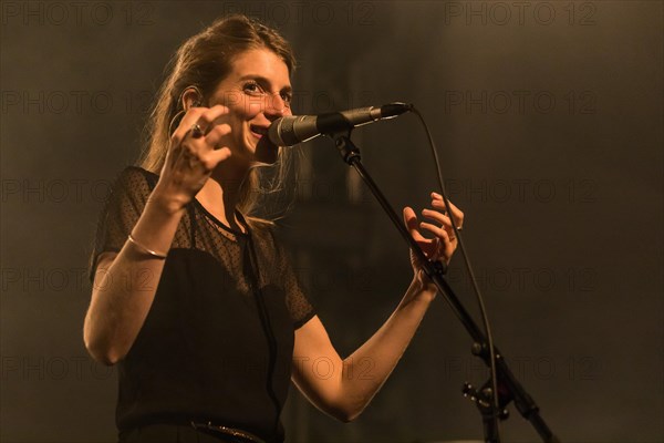 The music duo boy with Swiss singer Valeska Steinerund of the German musician Sonja Glass live at the 25th Blue Balls Festival in Lucerne