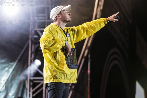 The German-American rapper and rap rock artist Casper live at the 28th Heitere Open Air in Zofingen