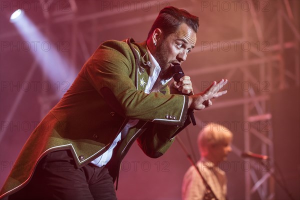 The Swiss dialect pop singer Marc A. Trauffer aka Trauffer live at the 28th Heitere Open Air in Zofingen