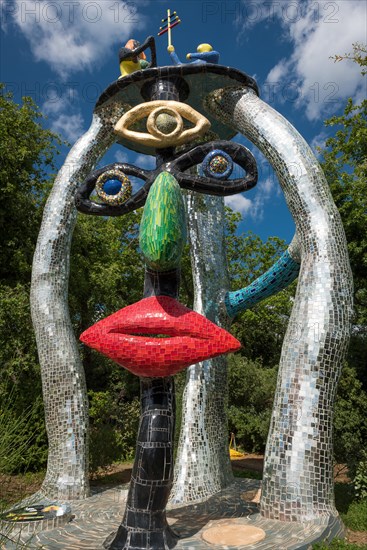 Colorful sculpture in the Giardino dei Tarocchi or Garden of the Tarot