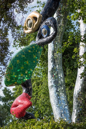 Colorful sculpture in the Giardino dei Tarocchi or Garden of the Tarot