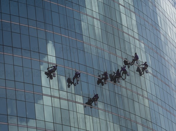 Window cleaner at skyscrapers