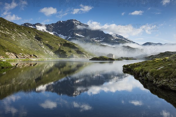 San Bernardino Pass with water reflection