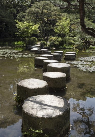 Stepping stones in pond at Heian Jingu gardens