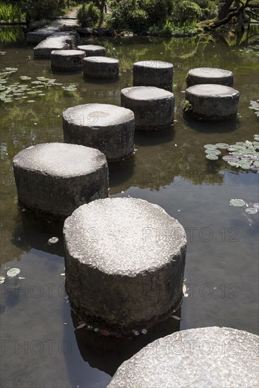 Stepping stones in pond at Heian Jingu gardens