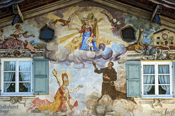 Bavarian mural painting on house facade of painter Heinrich Bickel