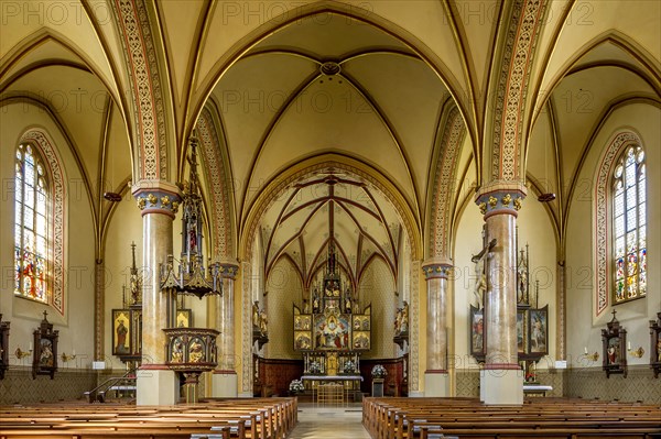 Interior of neo-Gothic parish church of the Assumption