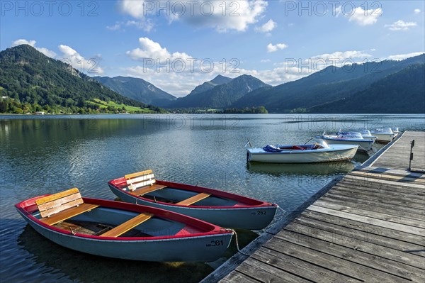 Rowing boats and electric boats at jetty