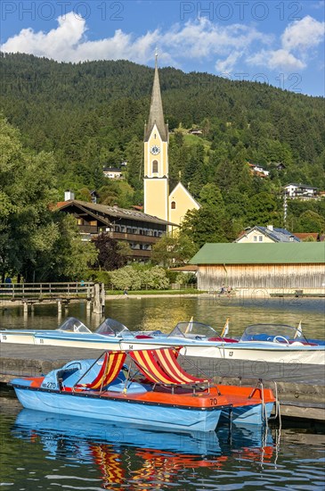 Pedal boats and electric boats at jetty