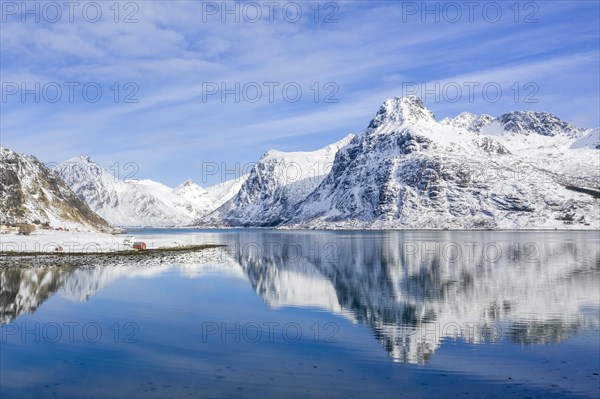 Mountains at Kilan are reflected in Fjord